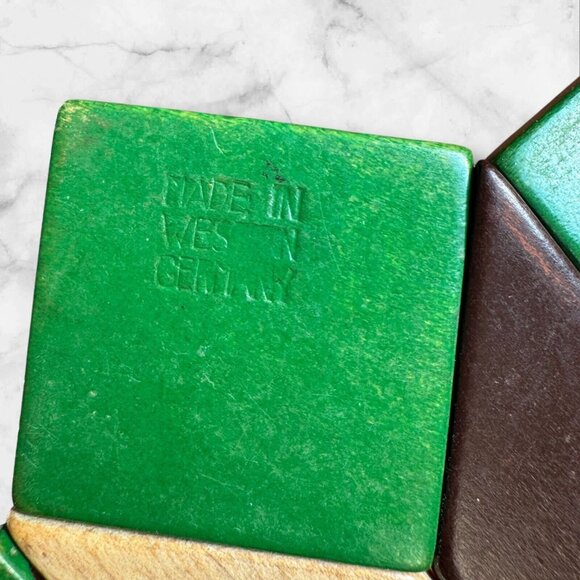 Vintage Wooden Abstract Star Design Trivet Western Germany Retro Kitchen Diamond - Picture 4 of 4